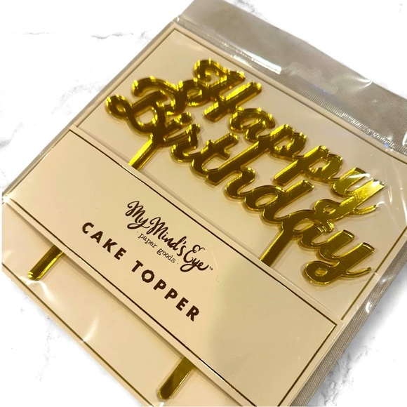 Gold Happy Birthday Cake Topper - Picture 1 of 1